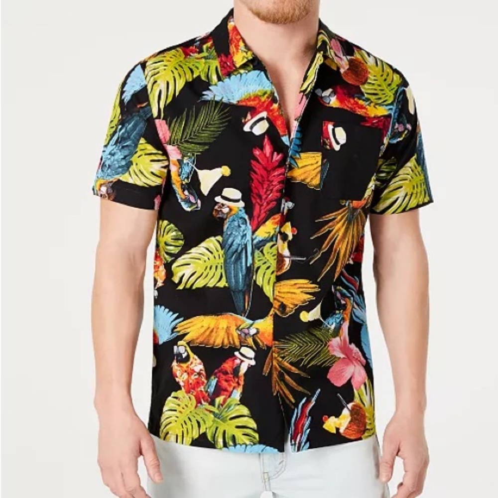 Levi's Men's Black Tropical Parrot Print Shirt